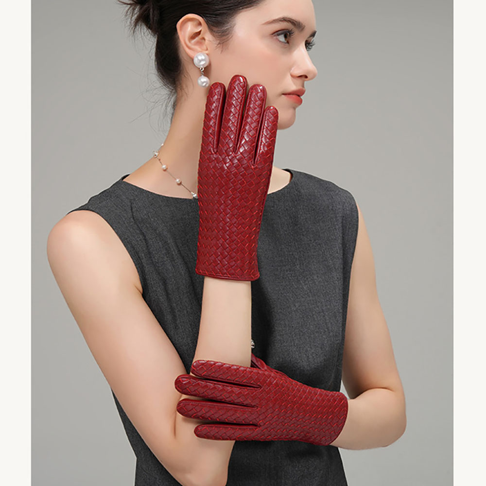 Wool Glove Lined - Zimowe damskie rękawiczki z prawdziwej skóry,